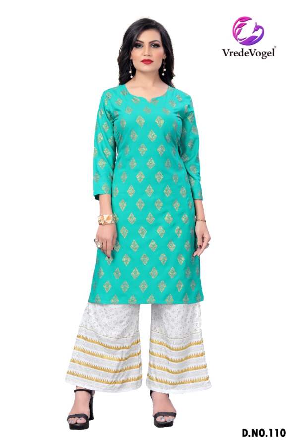 Vv Rimi Ethnic Wear Rayon Gold Print Kurti With Bottom Collection